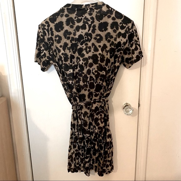NWOT Current Elliott Leopard Print 100% Linen Tie Dress - Picture 4 of 7
